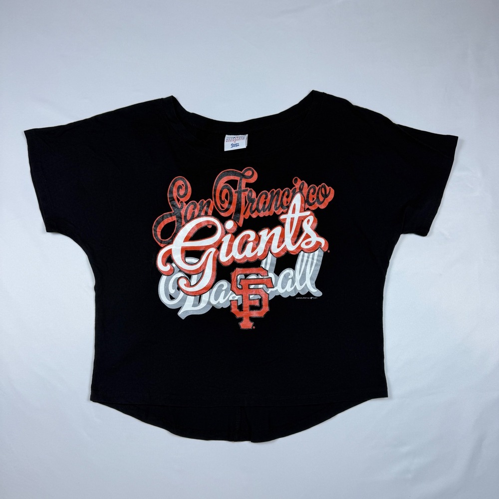 Campus Lifestyle San‎ Francisco Giants Crop Top Women M Black NEW Graphic Tee